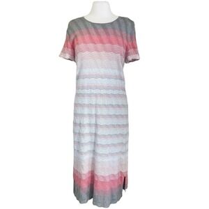 St. John Brisa Knit Maxi Dress Size M Short Sleeve Wool Blend Light Pink Shift